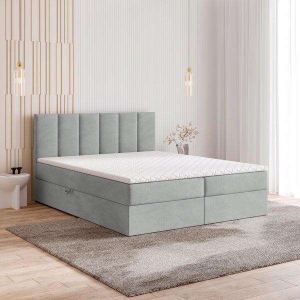 Meril Light Grey Continental Bed 160 x 200 cm with Mattress