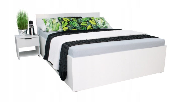 White 4D Double Bed 140 x 200 cm with Slat Base