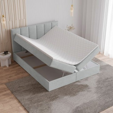 Meril Light Grey Continental Bed 160 x 200 cm with Mattress