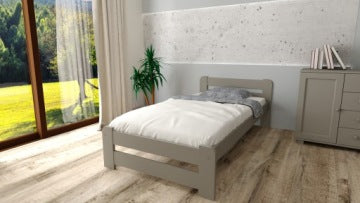 Euro Grey 90 x 200 cm Single Wooden Bed with Foam Mattress and Slat Base