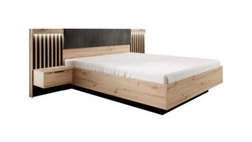 Tally 160 x 200 cm Bed with Nightstands, LED Lighting and Slatted Panel Design