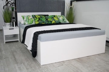 White 4D Double Bed 140 x 200 cm with Slat Base